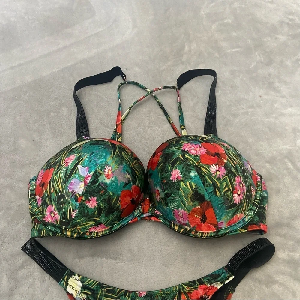 New! SET Victoria’s Secret bombshell tropical shine strap bikini 4754